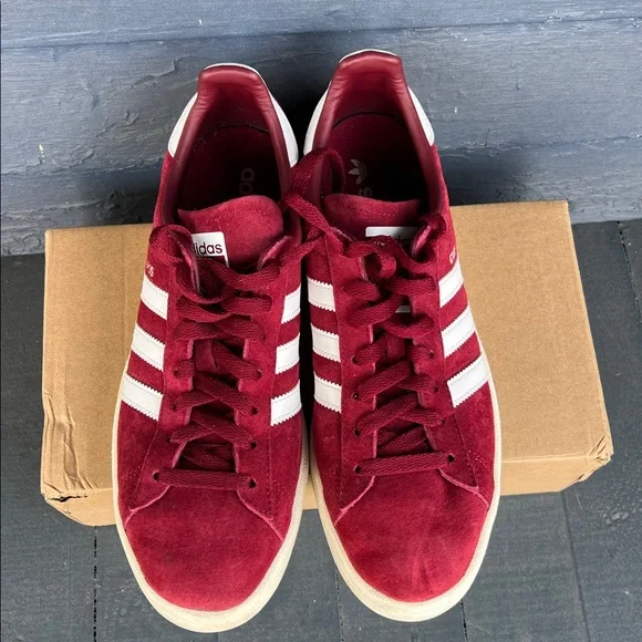 Adidas Campus Burgundy Suede Shoes - Picture 7 of 7